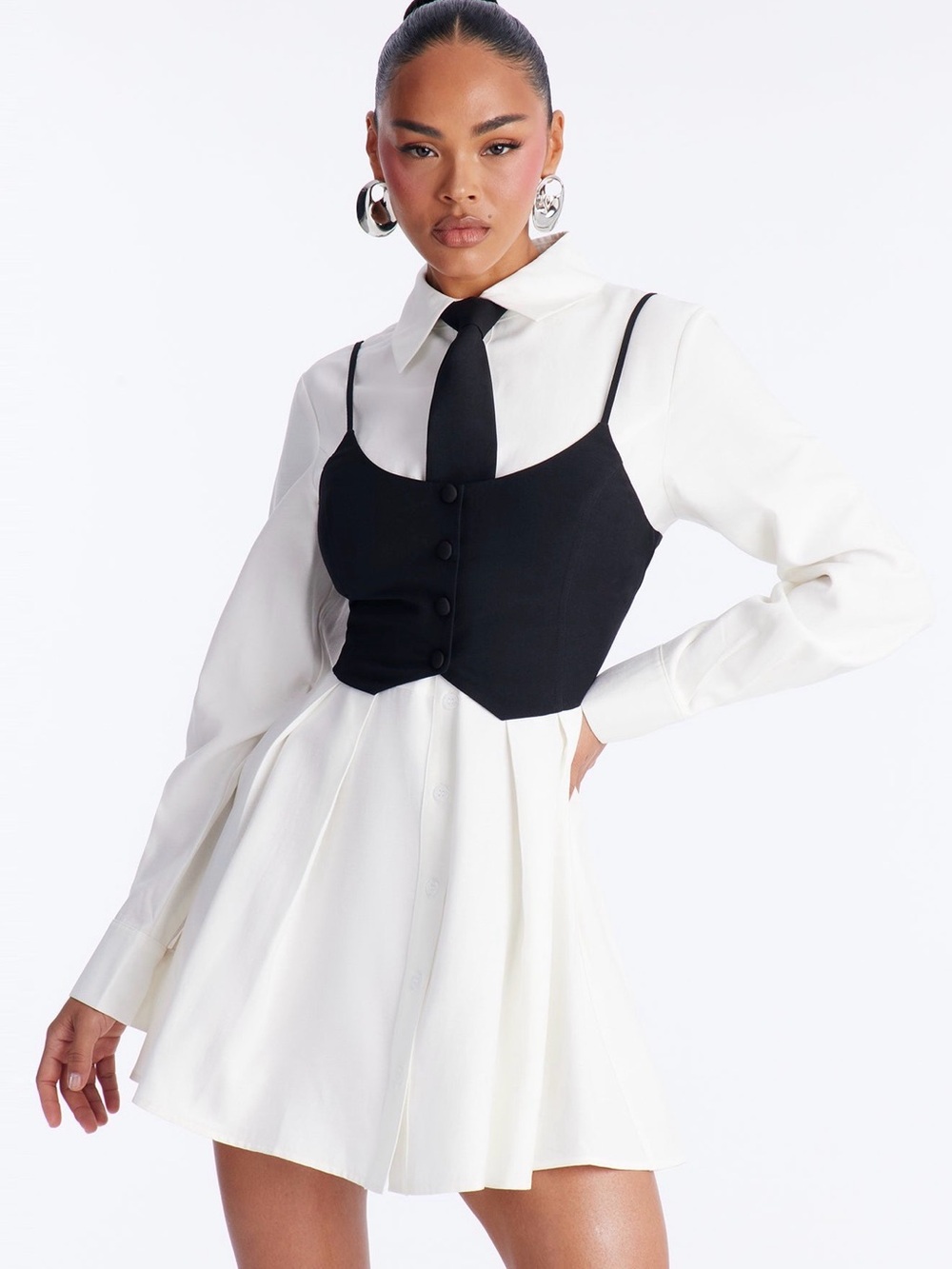 3 piece White Shirt Dress